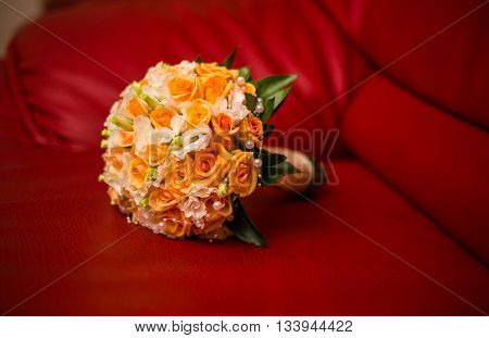 round bouquet of roses flower wedding ceremony