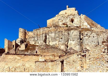 Castle of Morella province of Castellon Valencian Community Spain. Morella Castle was declared a monument of artistic and historical importance.