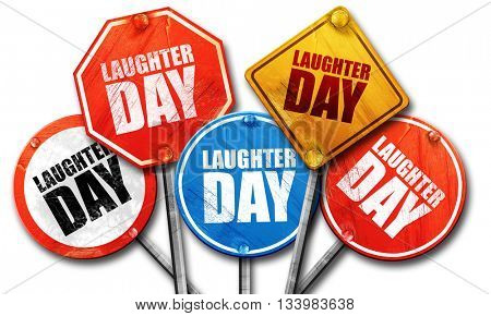 laugher day, 3D rendering, street signs