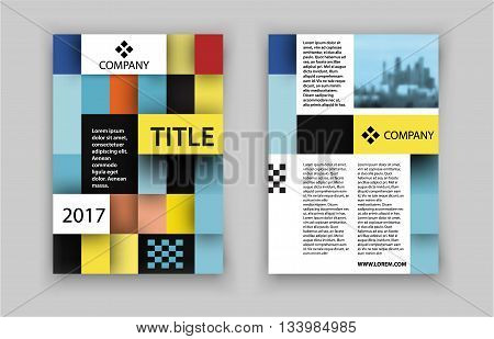 Brochure template design. Concept of square design with photo frame. Vector illustration. Brochure template for real estate company. Brochure template for print or website. - stock vector