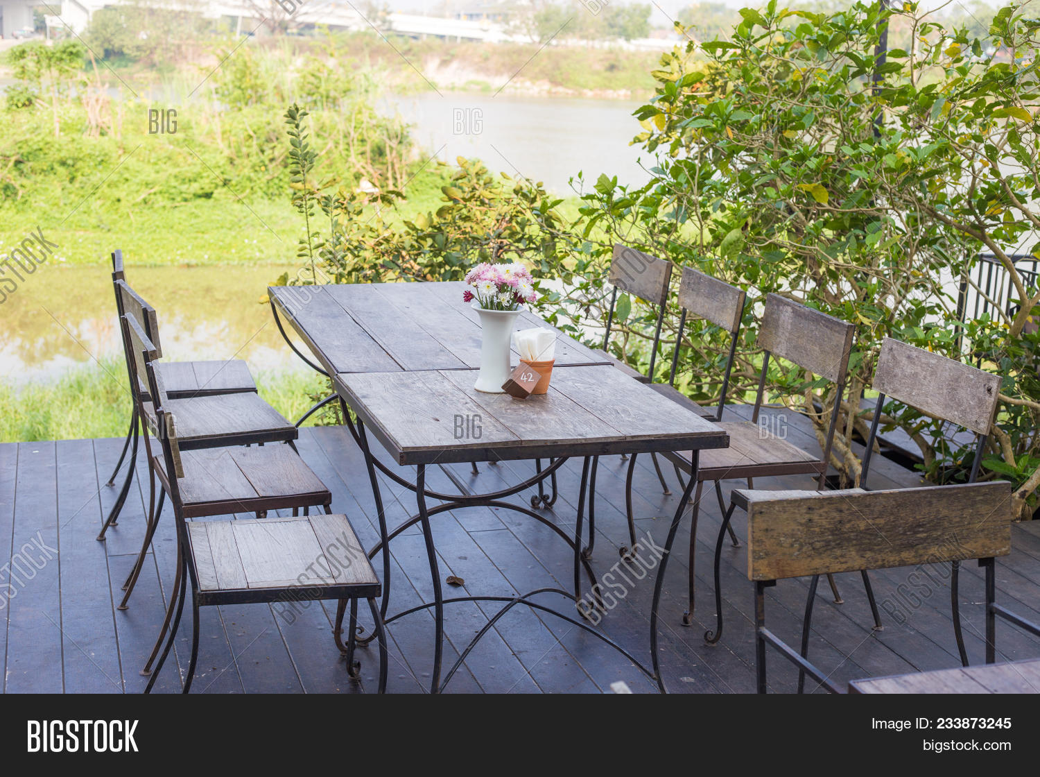 Empty Cafe Table Chair Image Photo Free Trial Bigstock