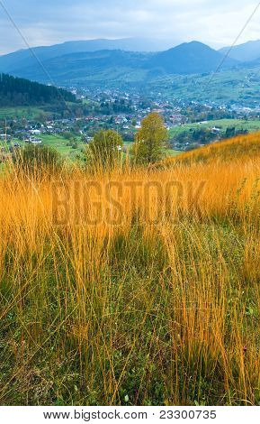 Autumn Mountain Country Landscape (carpathian, Ukraine).