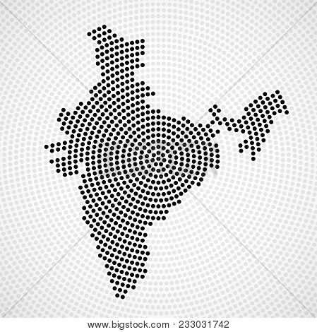 Abstract India Map Of Radial Dots, Halftone Concept. Vector