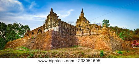 Buddhist temple Shai-thaung in Mrauk U. Myanmar.  High resolution panorama