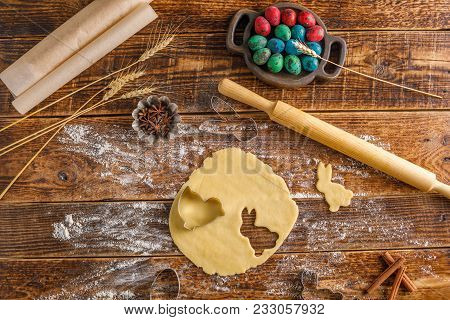 Still Life. Preparation For Pastry Easter Cookies Using