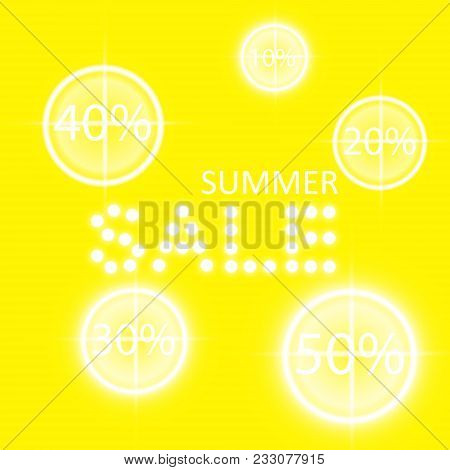 Summer Sale Glowing Neon Sign With Target On The Red Background.