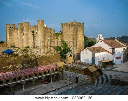 City Landscape With Medieval Castle In Óbidos, Portugal