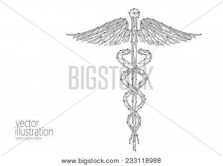 Medical Caduceus Symbol Low Poly Modern Design. Innovation Technology Medicine Future Center Polygon