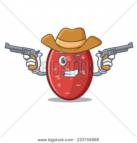 Cowboy Salami Character Cartoon Style Vector Illustration