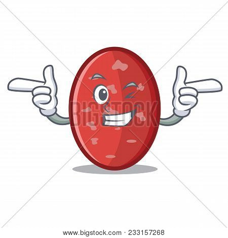 Wink Salami Character Cartoon Style Vector Illustration