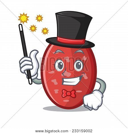 Magician Salami Mascot Cartoon Style Vector Illustration