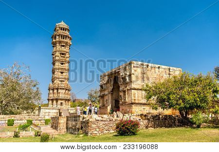 Vijaya Stambha, Tower Of Victory At Chittor Fort. Rajasthan State Of India