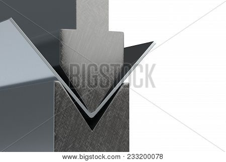 Bending Metal Sheet By Sheet Bending Machine 3d Illustration