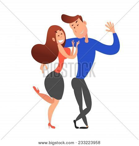 Couple In Love. Man And Woman Embracing Each Other Affectionately. The Woman Is Flirting With A Man