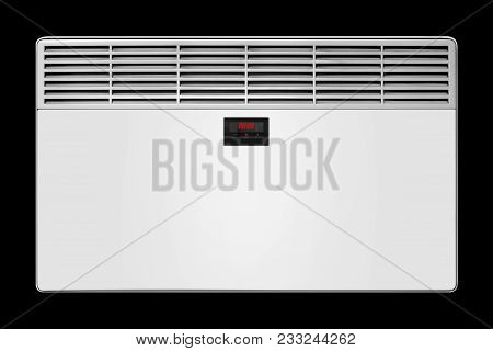 Home Appliance - Electric Convection Heater With Display On A Black Background. Isolated