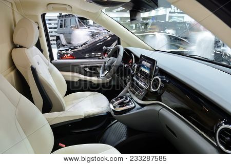 Dubai, Uae - November 18: The Mercedes-benz Brabus V-class Van Interior Is On Dubai Motor Show 2017 