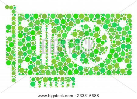 Video Gpu Card Composition Of Dots In Variable Sizes And Fresh Green Shades. Vector Filled Circles A