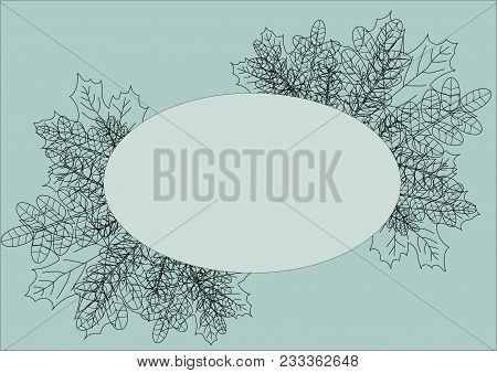 Abstract Oval Frame With Leaves And Ears On A Light Background.