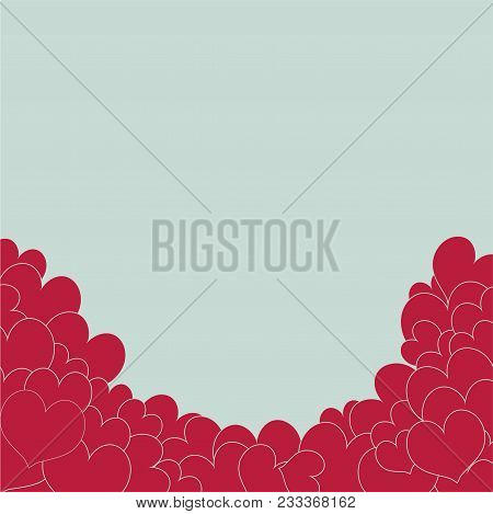 Several Red Heart On Light Blue Background