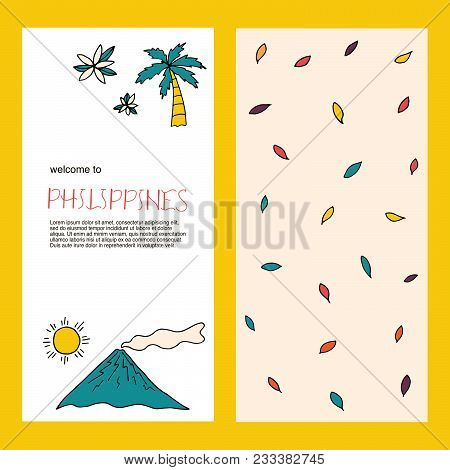 Design Concept With Main Symbols Of Philippines. Culture And Architecture.