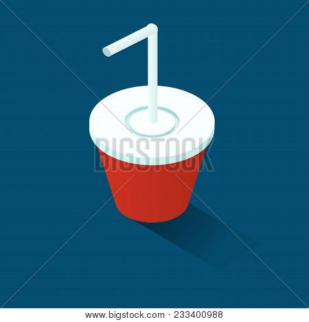 Soft Drink Cup Color Isometric Style Icon, Fastfood Concept Illustration, Vector Eps10