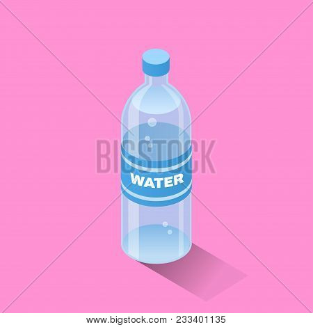 Bottle Of Water Color Isometric Style Icon, Food Concept Illustration, Vector Eps10