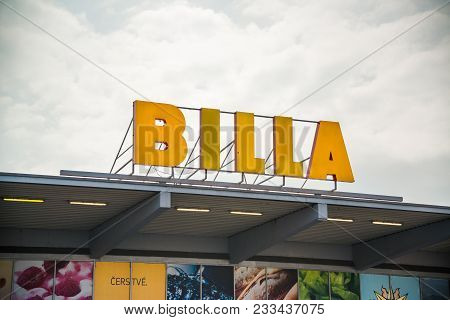 Nitra, Slovakia, March 28, 2018: Billa Store. Now Part Of Rewe Group, Billa Was Founded In 1953. Wit