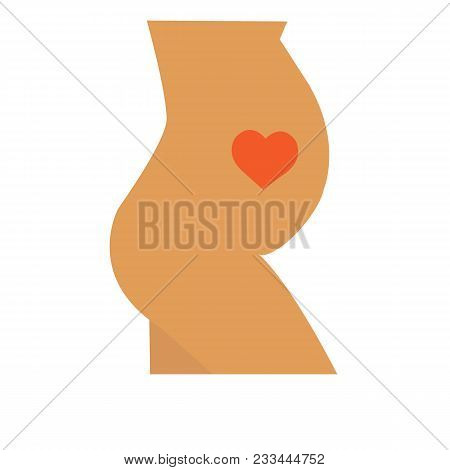 Pregnant Female Vector Icon. Style Is Flat Symbol, White Color, Rounded Angles, White Background.