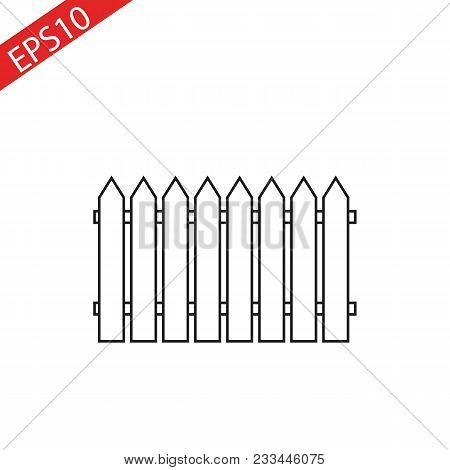 Fence Icon. Simple Outline Fence Vector Icon. On White Background.