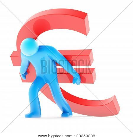 Bleu Figure humaine Carring Euro rouge signe