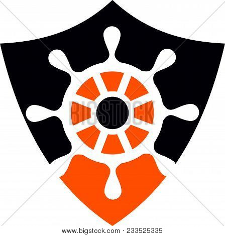 Rudder Shield Logo Design Template Isolated Vector