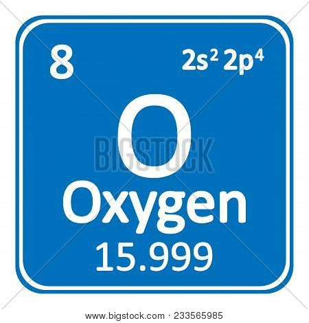 Periodic Table Element Oxygen Icon On White Background. Vector Illustration.