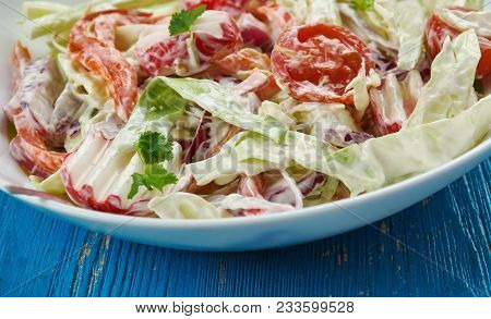 Spicy Mexican Cabbage Slaw , Close Up Chipotle Chile And Cumin Liven Up Crunchy Coleslaw