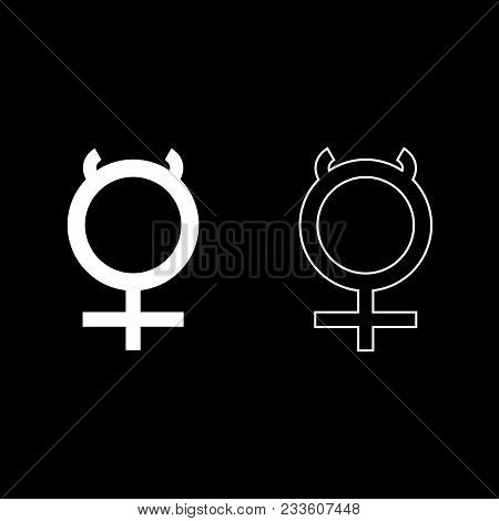 Mercury Symbol Icon Set White Color Vector Illustration Flat Style Simple Image