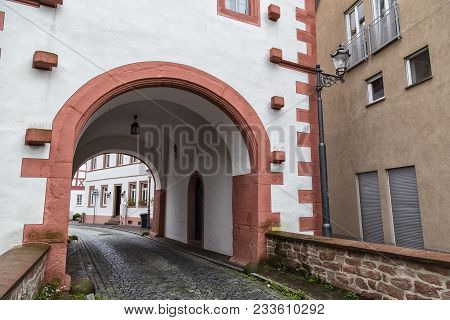 Ancient City Selingenstadt Is One Of The Oldest Cities In Germany. Historical Old Town. Arched Entra
