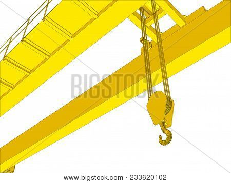 Factory Overhead Crane On White Background. 3d Illustration
