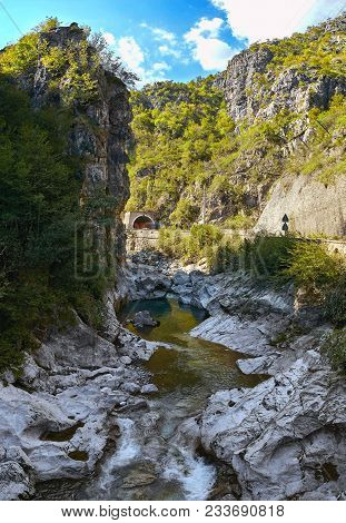 Mountain Fast River In The Mountains Of Italy