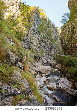Mountain Fast River In The Mountains Of Italy
