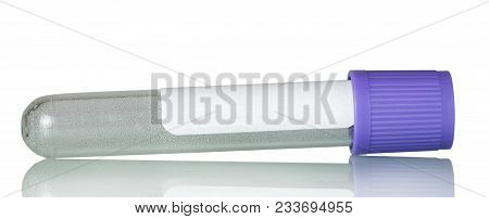 Sterile Test Tube For Blood Analysis Isolated On White Background