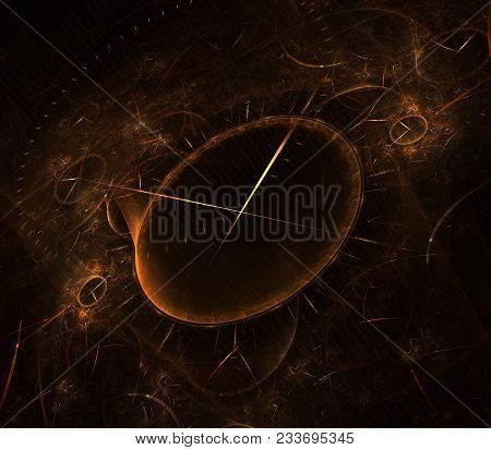 Watch 3d Digital Fractal Design. Vintage Time Clock Series. Design Composed Of Time And Fractal Geom