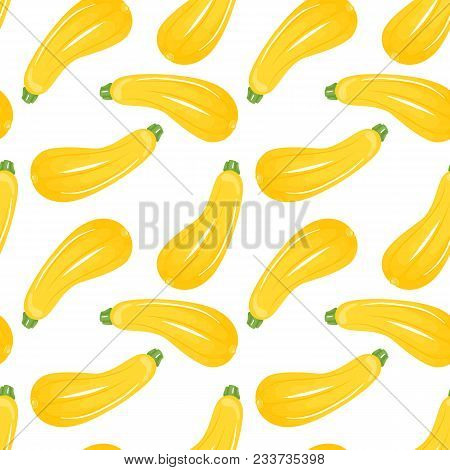 Zucchini Seamless Pattern Isolated On White Background. Vector Illustration. Best For Textile, Wrapp
