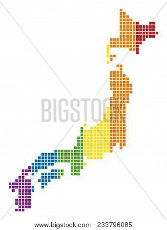 A Dotted Lgbt Japan Map For Lesbians, Gays, Bisexuals, And Transgenders. Vector Geographic Map In Lg