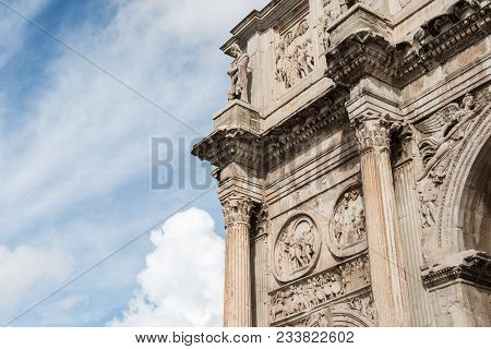 Horizontal Picture Of The The Arch Of Constantine (italian: Arco Di Constantino), Is A Important Tra