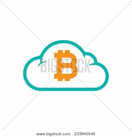 Bitcoin Cloud Icon Isolated On White Background
