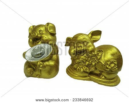 Isolated China's Pig Statue , Symbol Of The Wealthier.