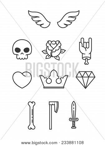 Simple Readymade Hipster Graphic Elements Collection. Good For Designing And Decoration. Set Of Read