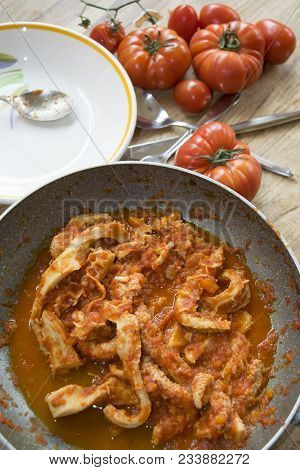 Panful Of Roman Style Tripe Or Trippa Alla Romana