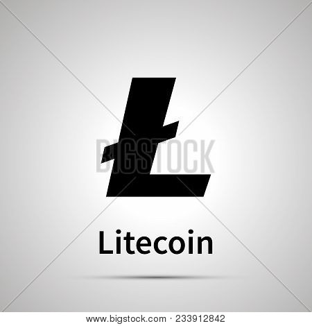 Litecoin Cryptocurrency Simple Black Icon With Shadow