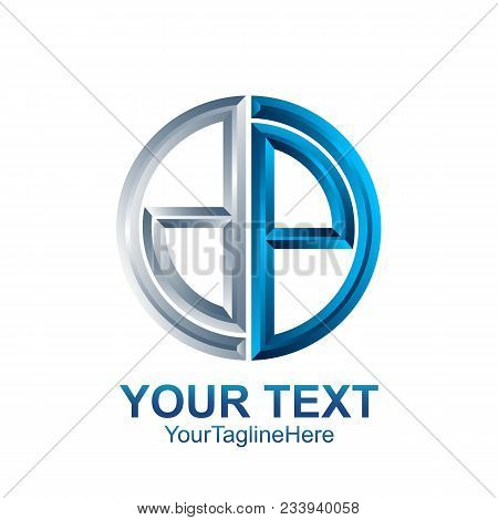 Initial Letter Dp Logo Template Colored Silver Blue Circle Design For Business And Company Identity