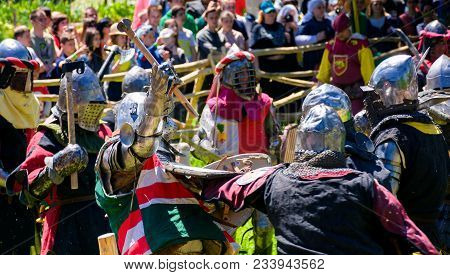 Chynadiyovo, Ukraine - May 27, 2017: Medieval Culture Festival Silver Tatosh. Location St. Miklos Ca
